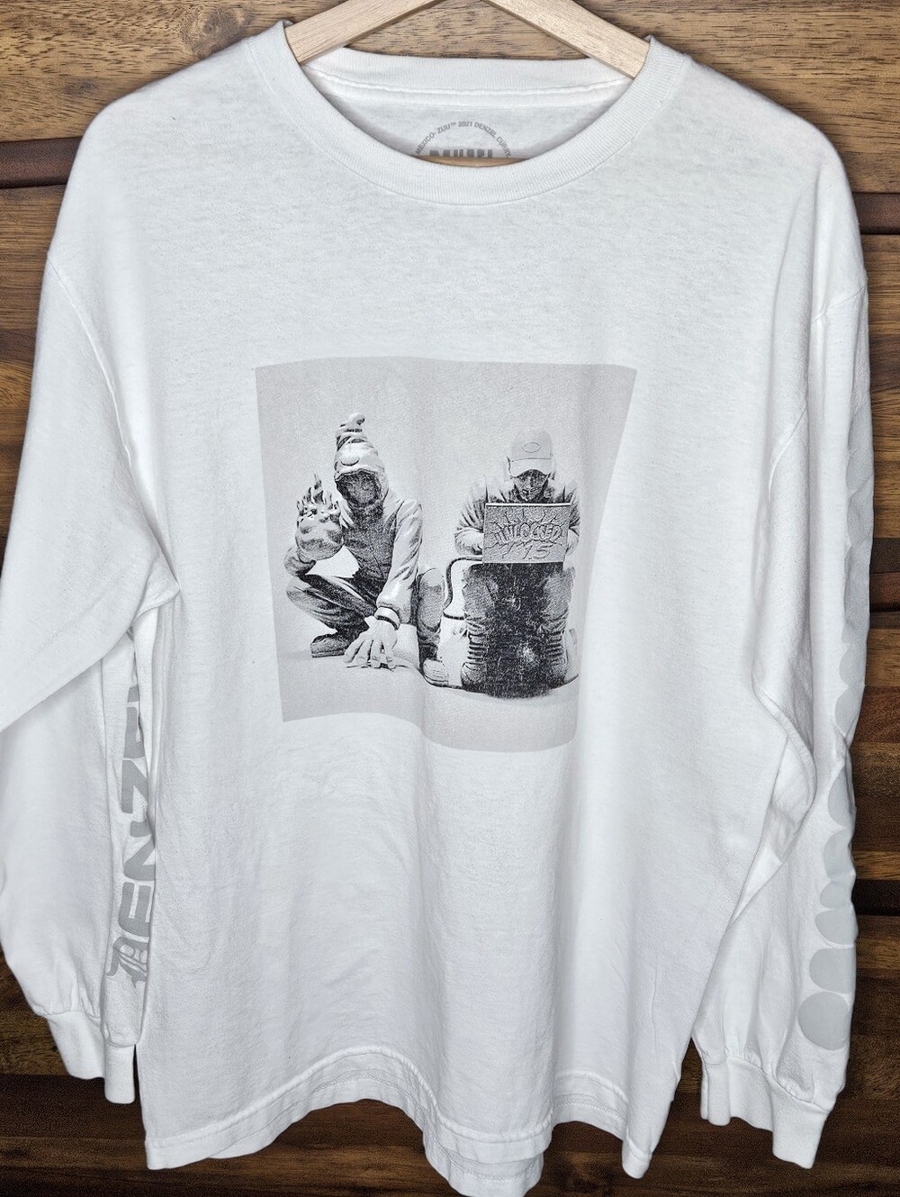Denzel Curry Kenny Beats Unlocked 1.5 Longsleeve Shirt White Graphic Tee Size L
